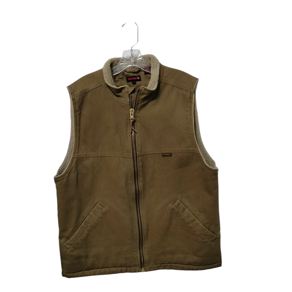 Wolverine Canvas Sherpa Lined Work Vest Jacket Sleeveless Brown Men's Sz L